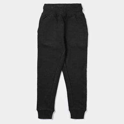 Boys Cotton Terry  Pyjama Basic Black-Jet Black