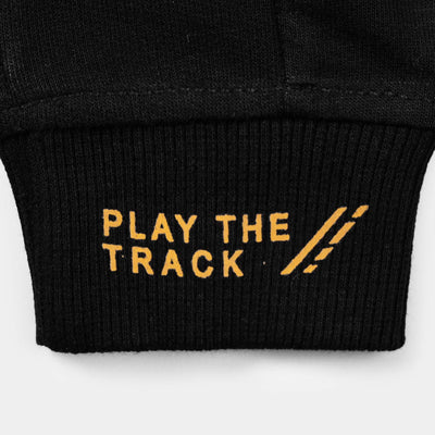 Boys Terry and Fleece Pyjamas Play The Track-Jet Black