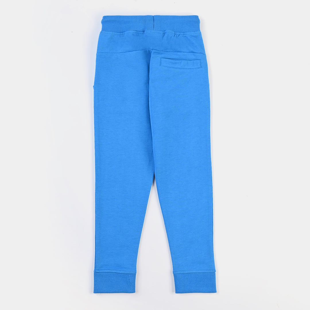 Boys Cotton Terry and Fleece Pyjamas-Blue