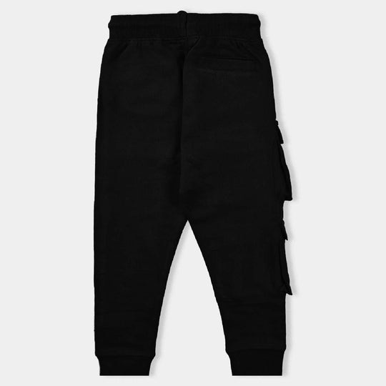 Boys Cotton Terry and Fleece Pyjama Live The Route-Jet Black