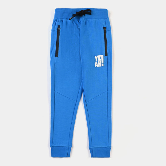 Boys Cotton Terry and Fleece Pyjamas Yeah-B.Blue