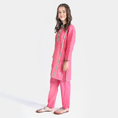 Girls Jacquard 2PC Suit Ronak-Paradise Pink