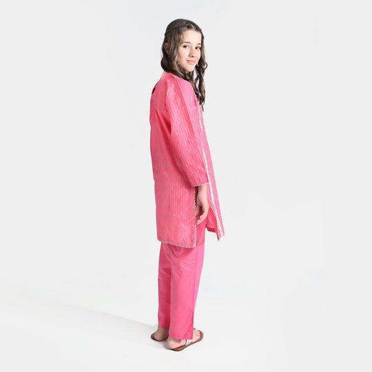 Girls Jacquard 2PC Suit Ronak-Paradise Pink