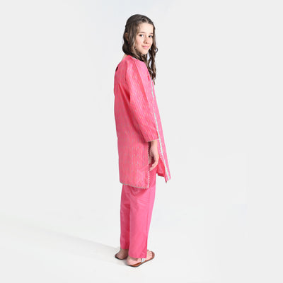 Girls Jacquard 2PC Suit Ronak-Paradise Pink