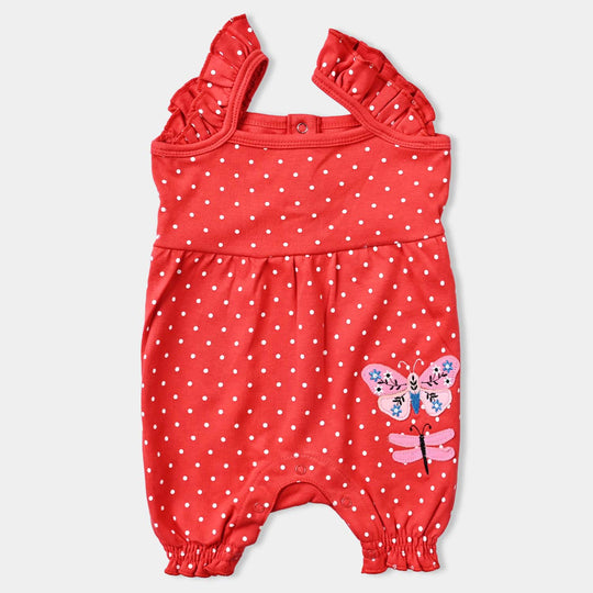 Infant Girls Cotton Interlock Knitted Romper Butterfly-F.Scarlet