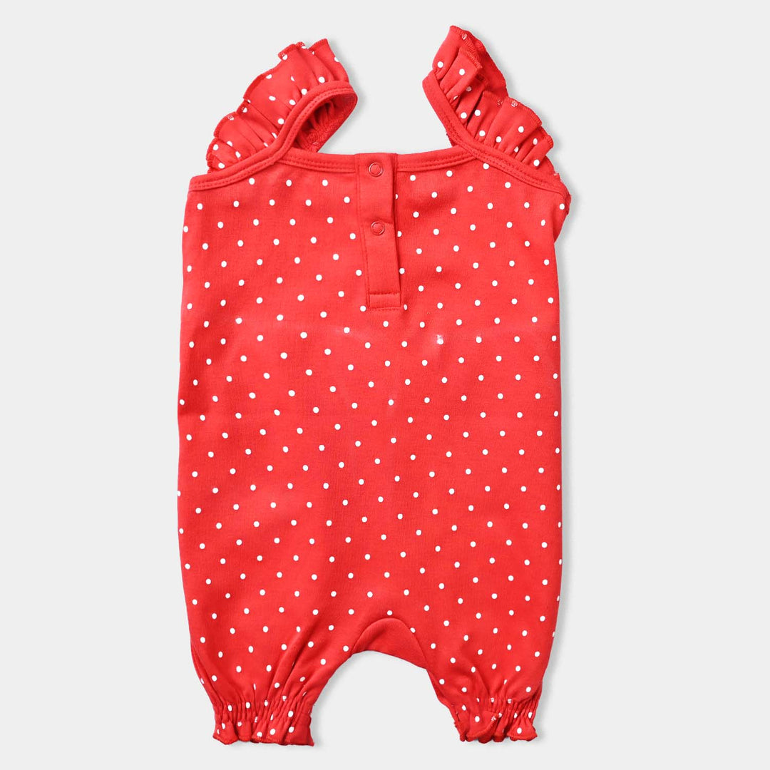 Infant Girls Cotton Interlock Knitted Romper Butterfly-F.Scarlet