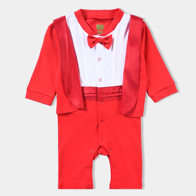 Infant Boys Cotton Interlock Knitted Romper Red Suit-F-Scarlet