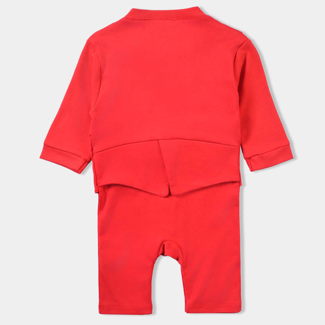 Infant Boys Cotton Interlock Knitted Romper Red Suit-F-Scarlet