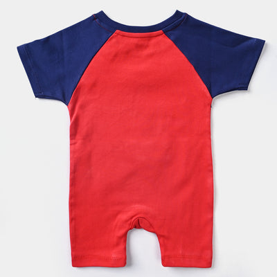 Infant Boys Cotton Interlock Knitted Romper Crocodile-F-Scarlet