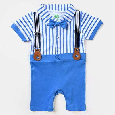 Infant Boys Cotton Interlock Knitted Romper Bow Stripes