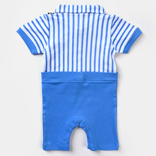 Infant Boys Cotton Interlock Knitted Romper Bow Stripes