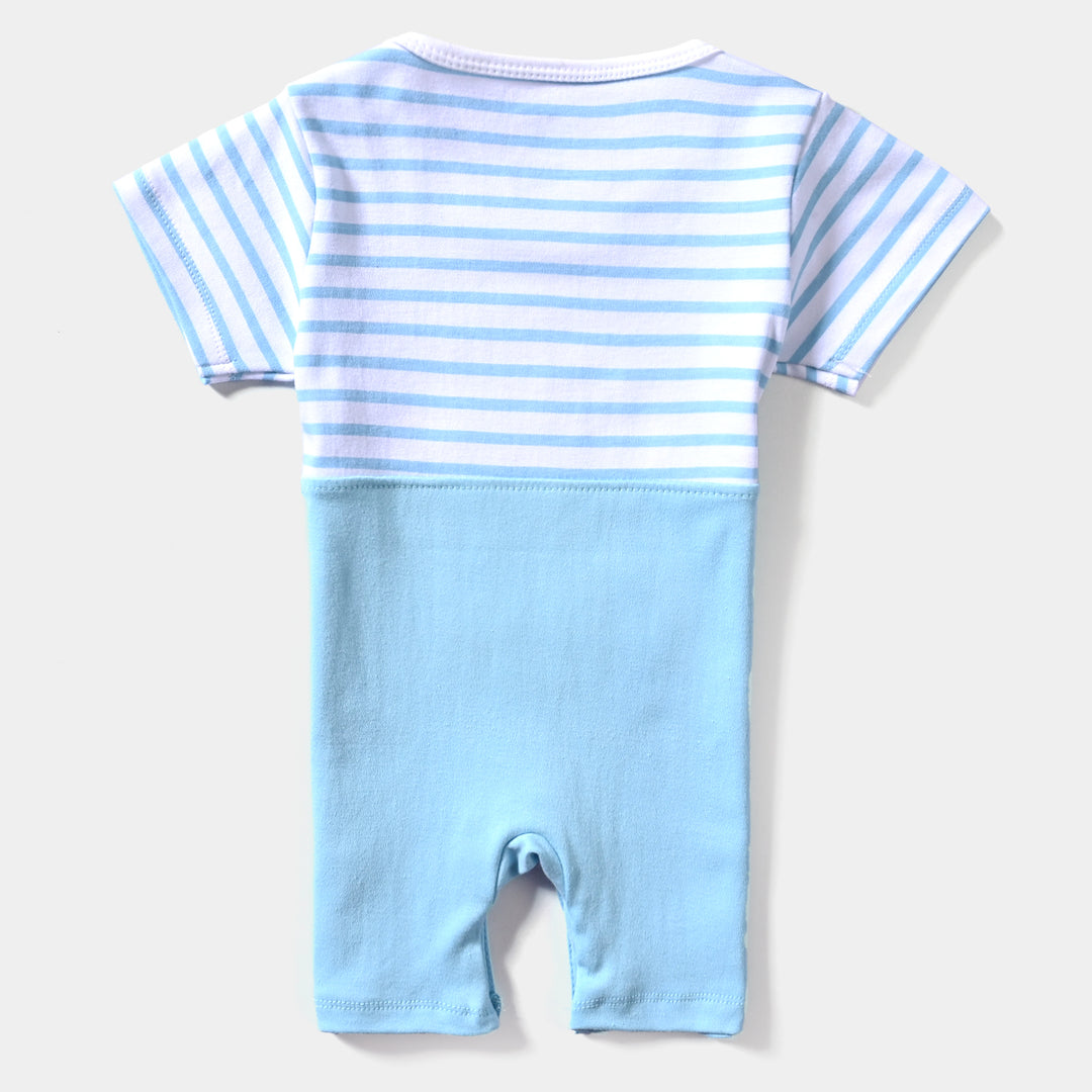 Infant Boys Cotton Interlock Knitted Romper Ship Applique