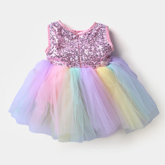 Infant Girls Net Fancy Frock -Multi