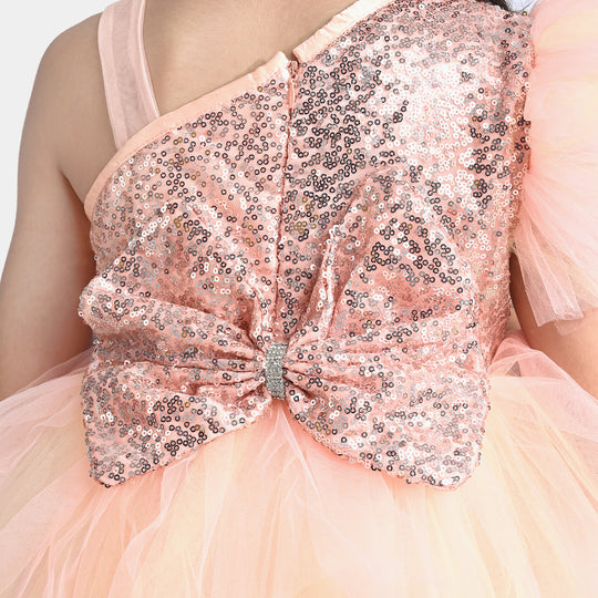 Girls Net Fancy Frock (Fairytale) - Peach