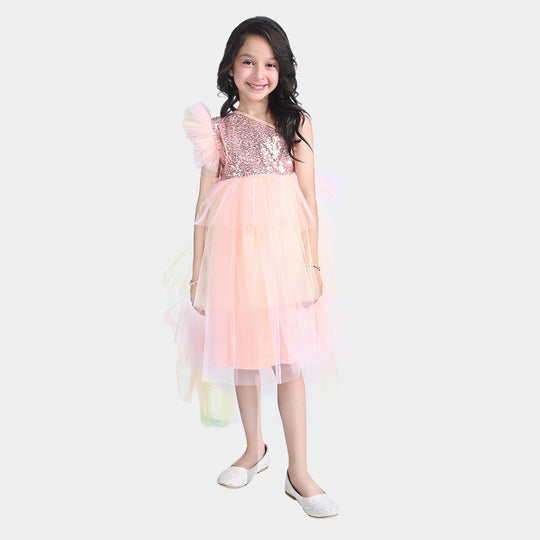 Girls Net Fancy Frock (Fairytale) - Peach