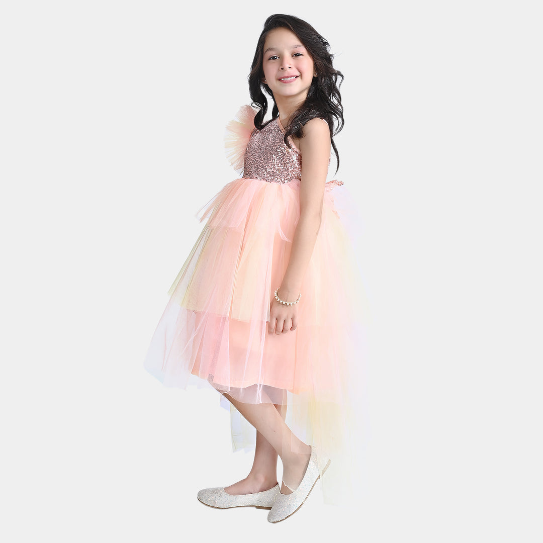 Girls Net Fancy Frock (Fairytale) - Peach