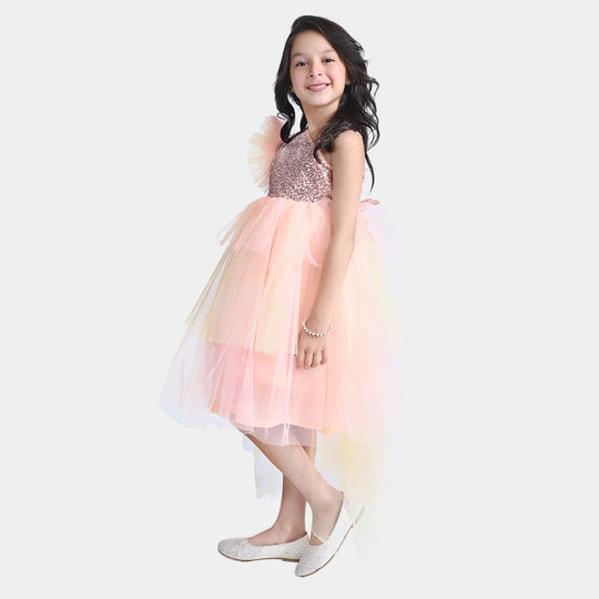 Girls Net Fancy Frock (Fairytale) - Peach