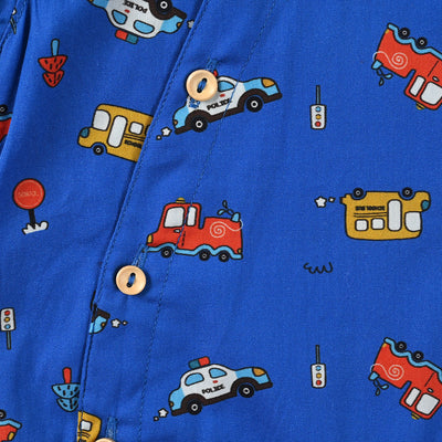 Infant Boys Cotton Romper Cars-R.Blue