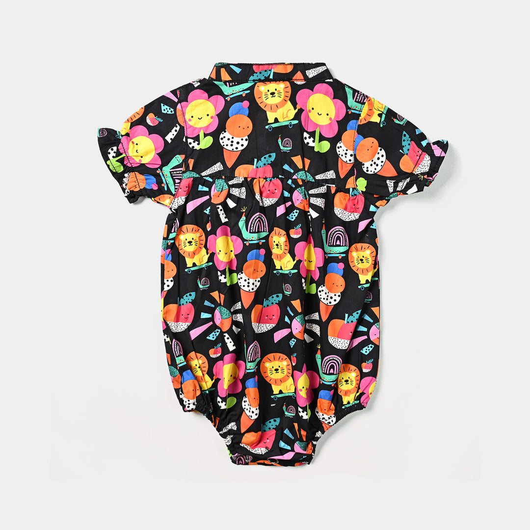 Infant Girls Cotton Romper Fruit & Flower-Multi