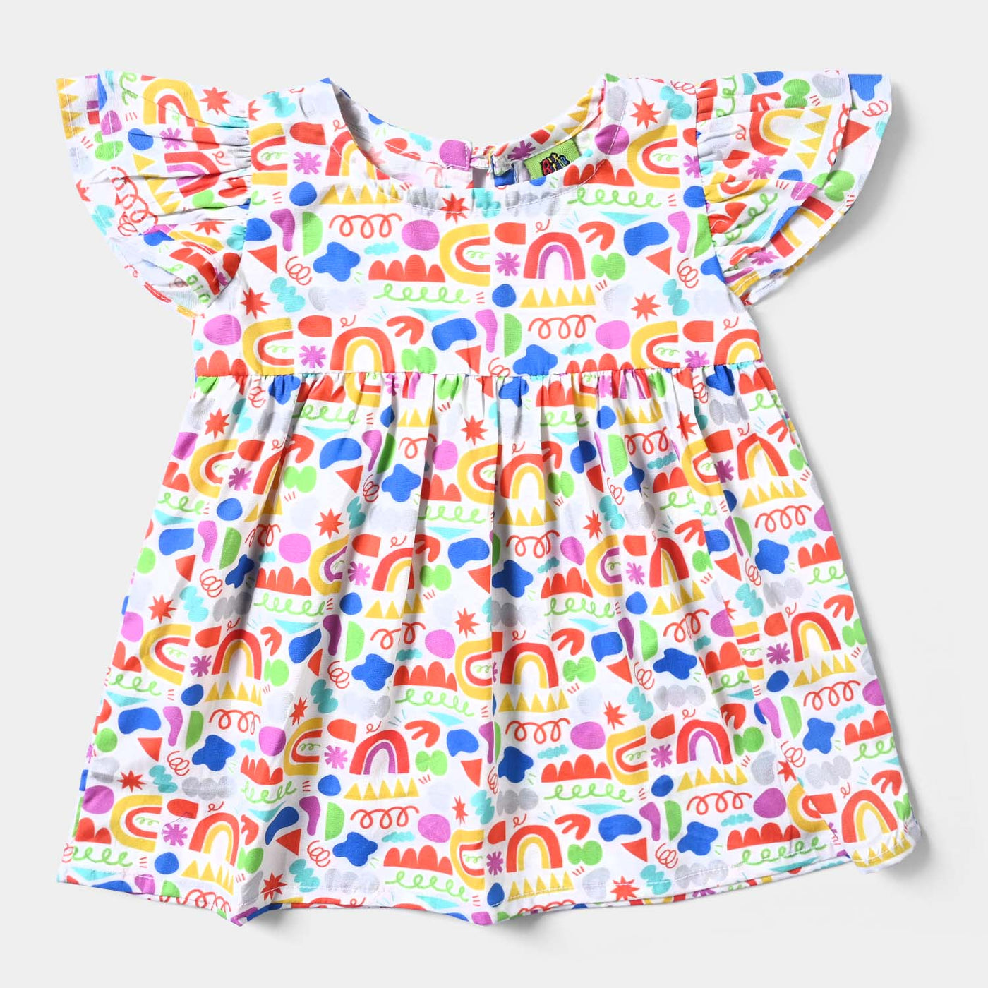 Infant Girls Cotton Poplin Woven Suit Abstract-Multi