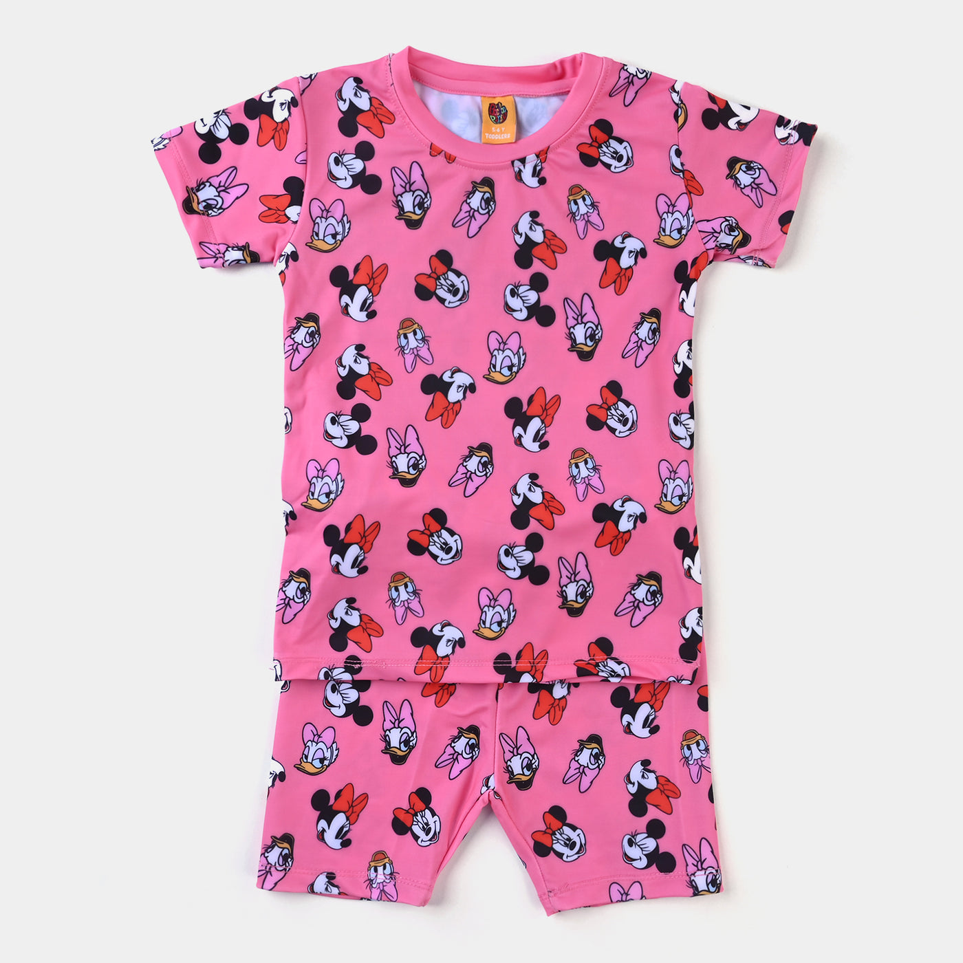 Girls Nylon Swimming Suit Printed -Pink