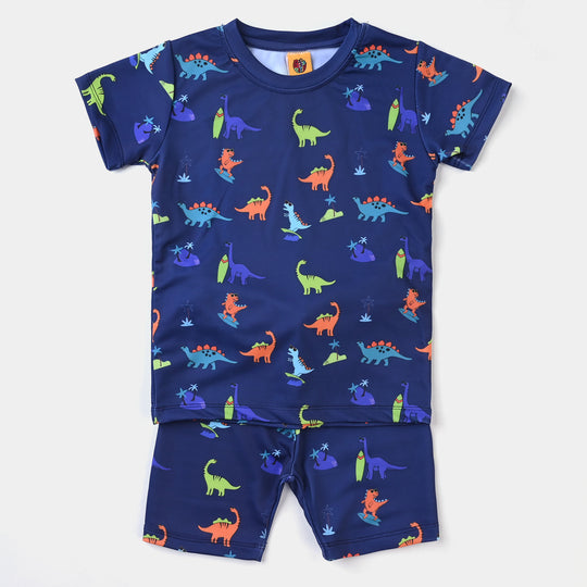 Boys Nylon Swimming Suit Dinosaur-NAVY