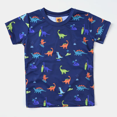 Boys Nylon Swimming Suit Dinosaur-NAVY