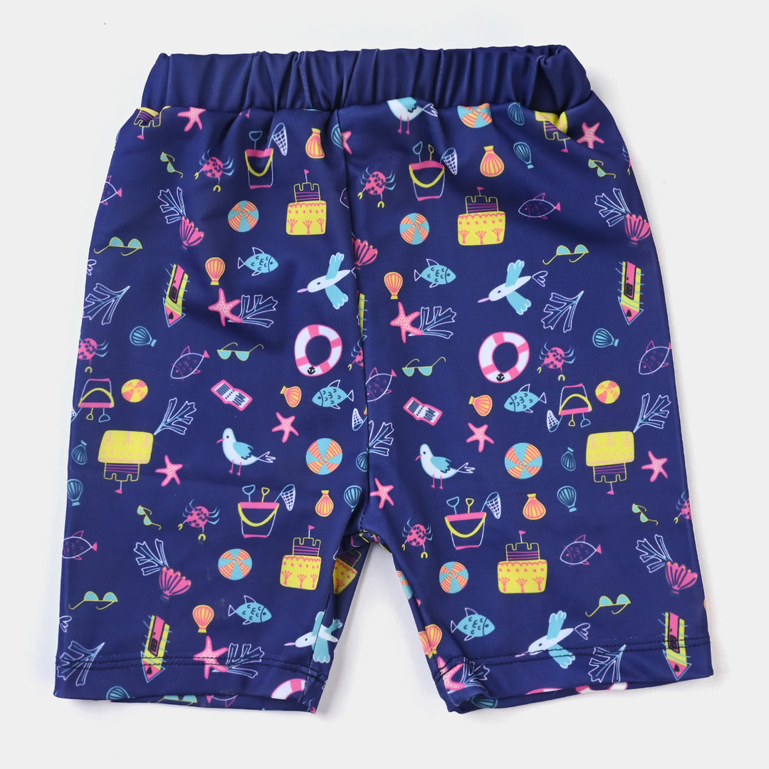 Girls Nylon Swim Short Beach Day-NAVY