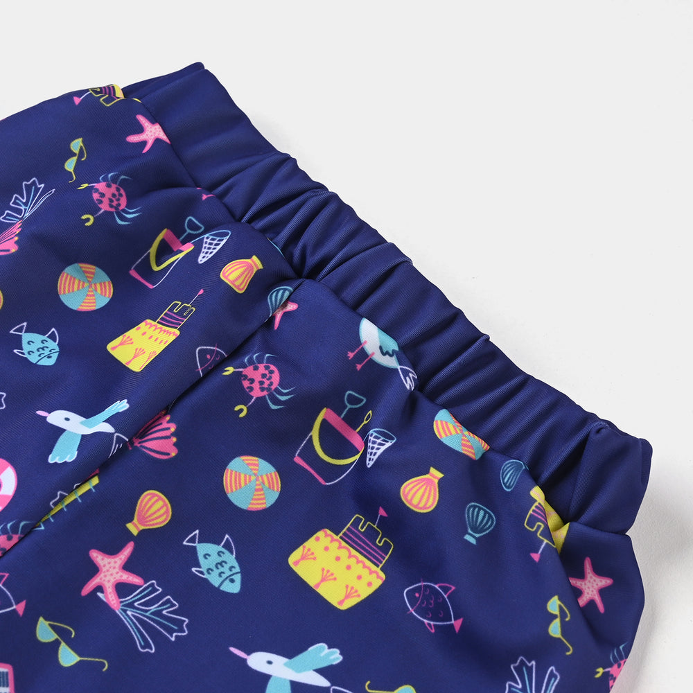 Girls Nylon Swim Short Beach Day-NAVY