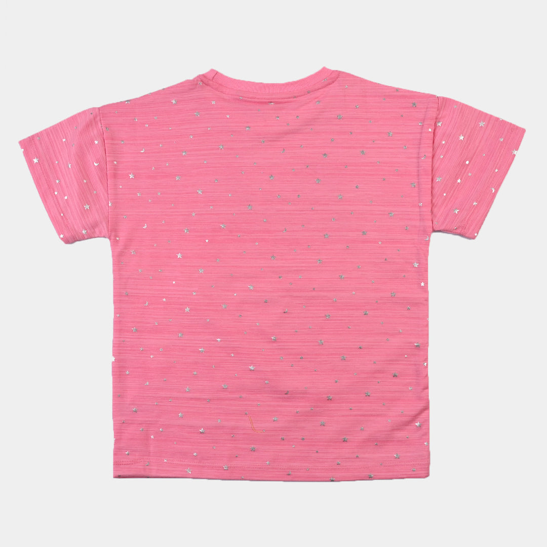 Girls Poly Cotton Jersey T-Shirt Character - Pink