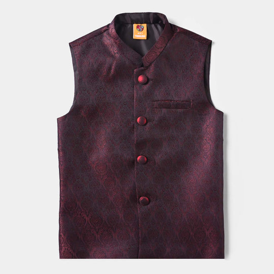 Boys Poly Viscose Waistcoat-MAROON