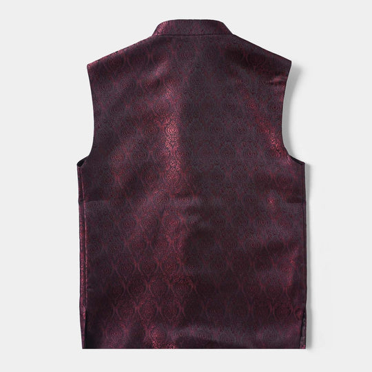 Boys Poly Viscose Waistcoat-MAROON