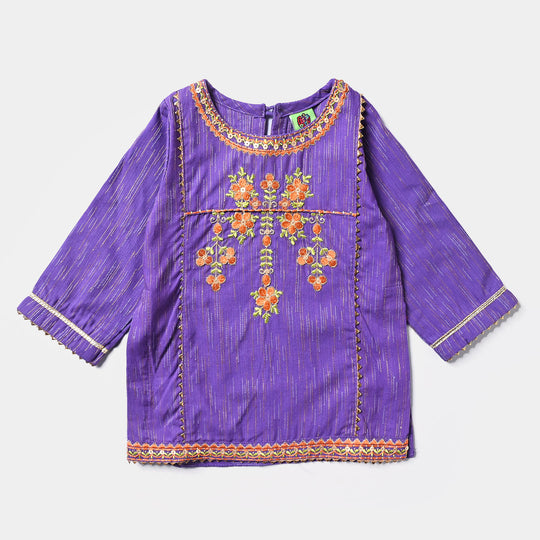 Infant Girls Jacquard 3PC Suit Sada Bahar-Purple