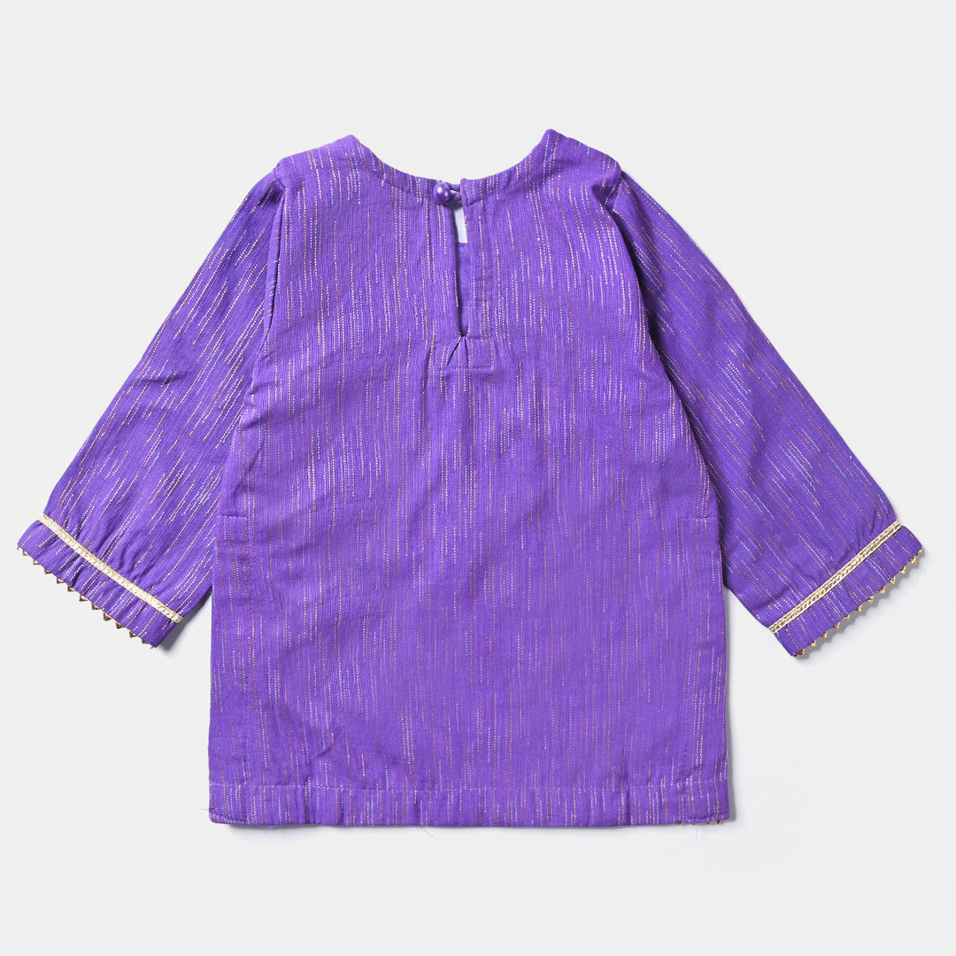 Infant Girls Jacquard 3PC Suit Sada Bahar-Purple