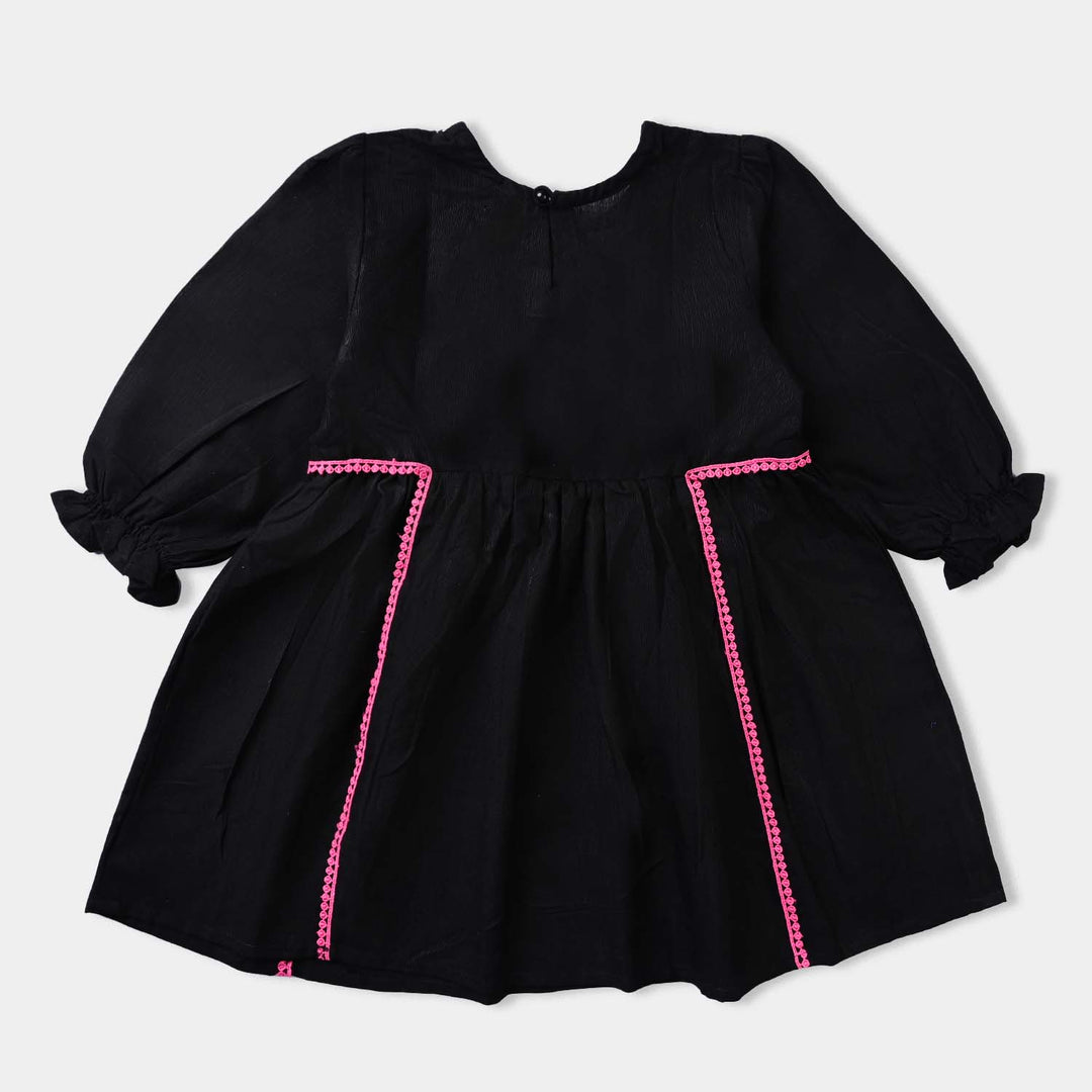 Girls Cotton Slub 2Pcs Chamak-BLACK