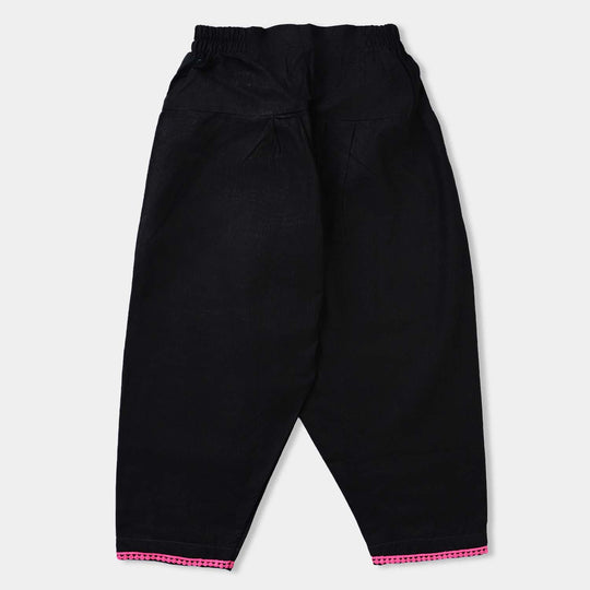 Girls Cotton Slub 2Pcs Chamak-BLACK