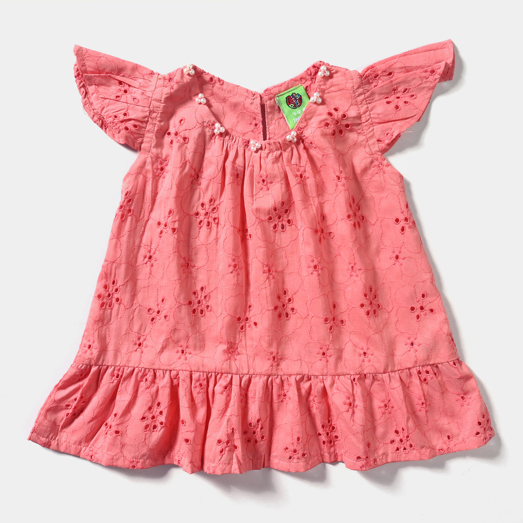 Infant Girls Chicken Kari Casual Frock-Peach