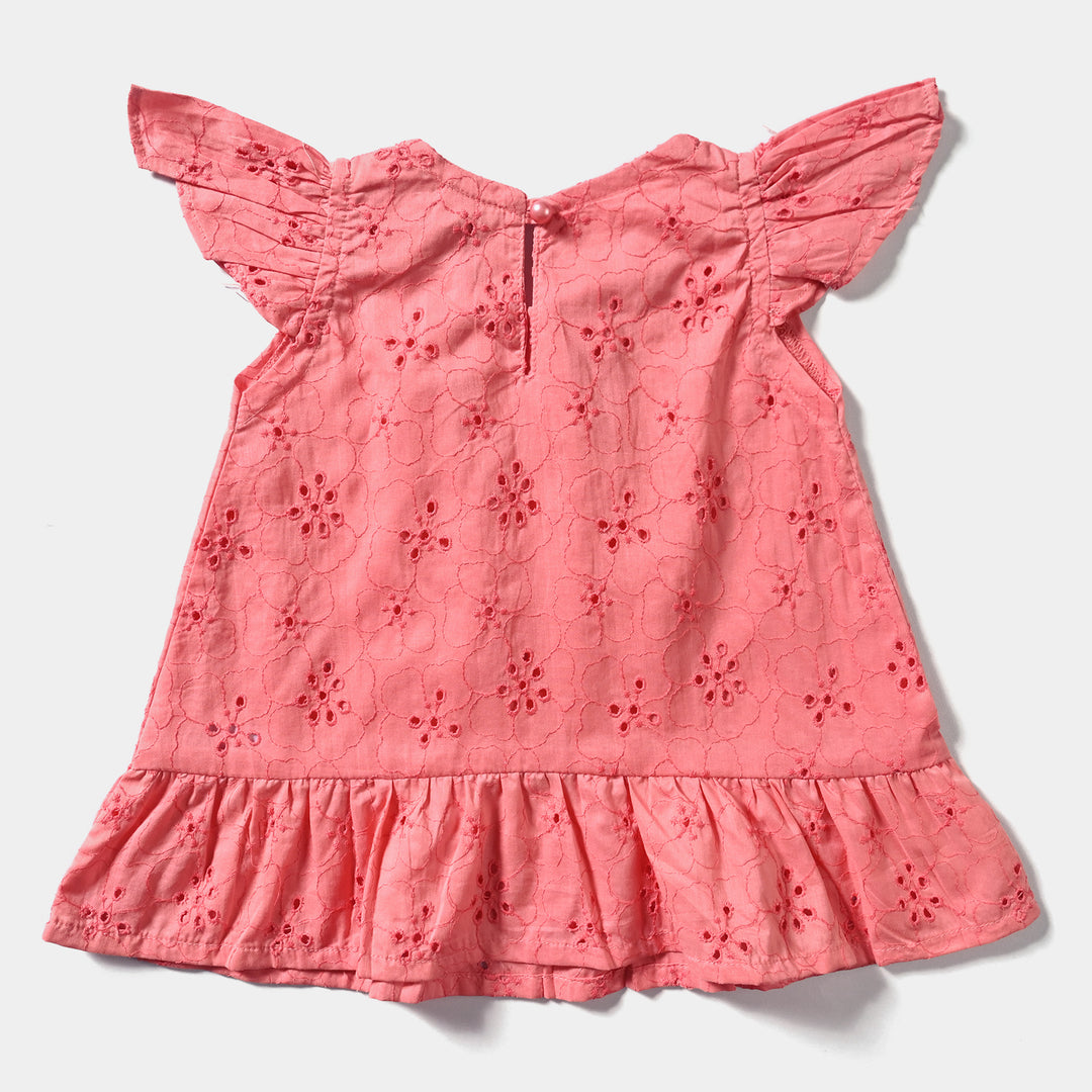 Infant Girls Chicken Kari Casual Frock-Peach