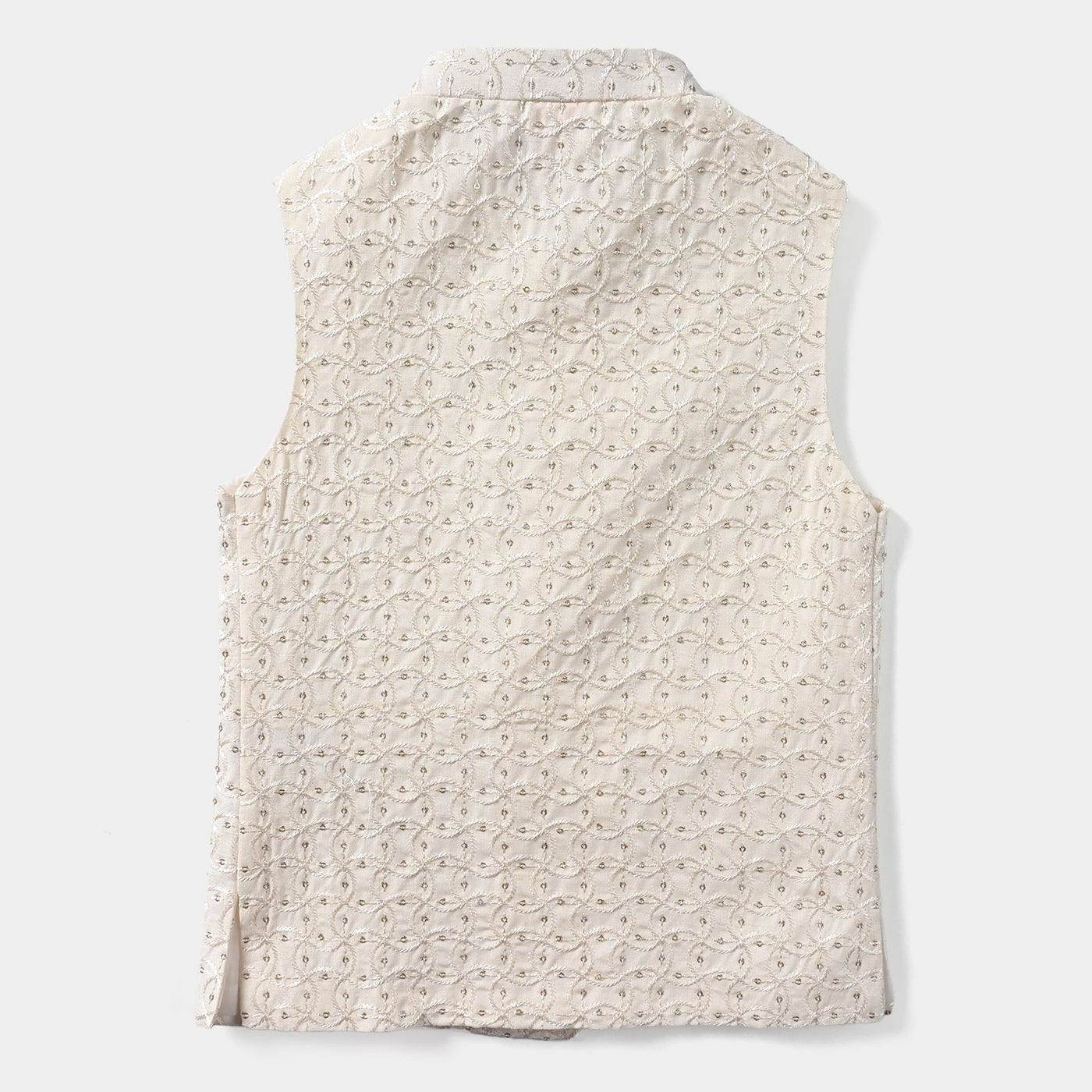 Boys Poly Viscose Waistcoat (Sequence EMB)-Off White