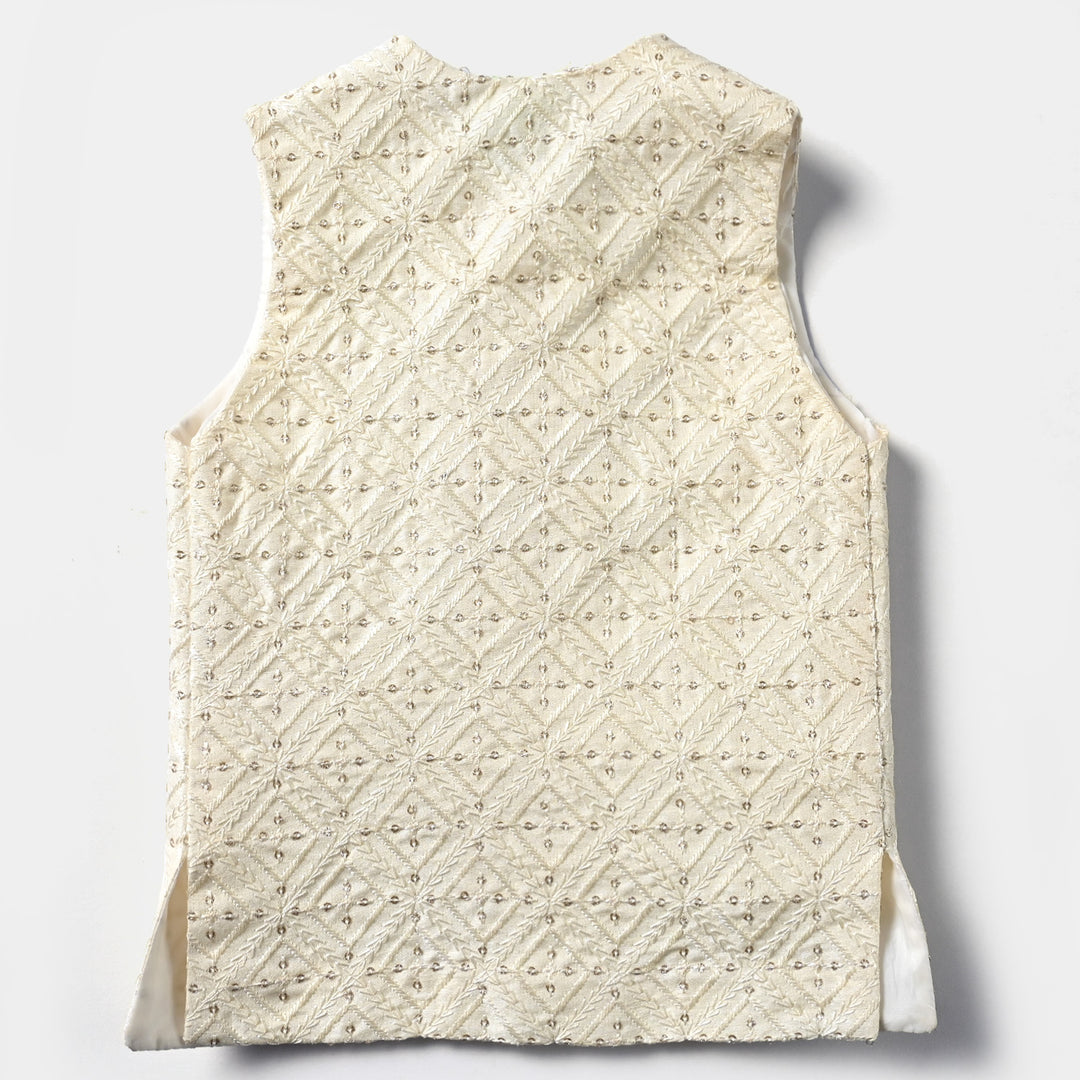 Infant Boys Poly Viscose Waistcoat (Sequence EMB)-Off White