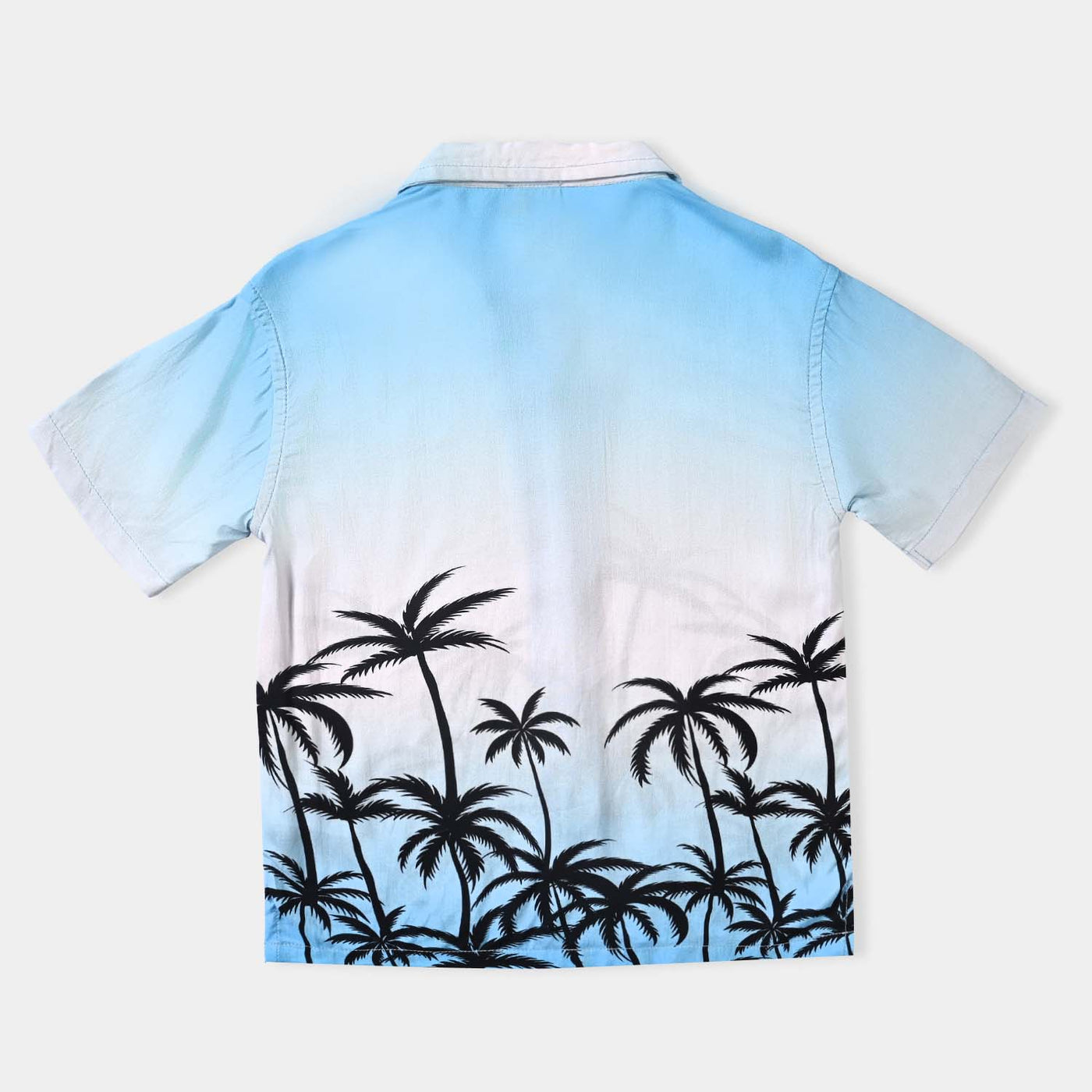 Boys Viscose Casual Shirt H/S (Gradient Palm)-AQUA