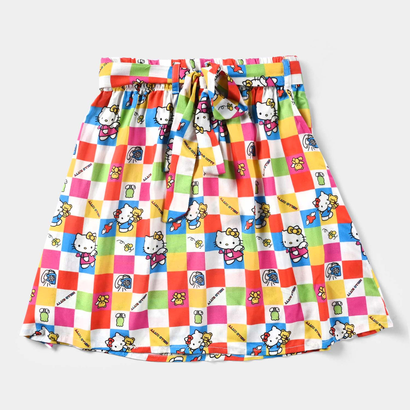 Girls Viscose Short Skirt Kitty Party-Multi