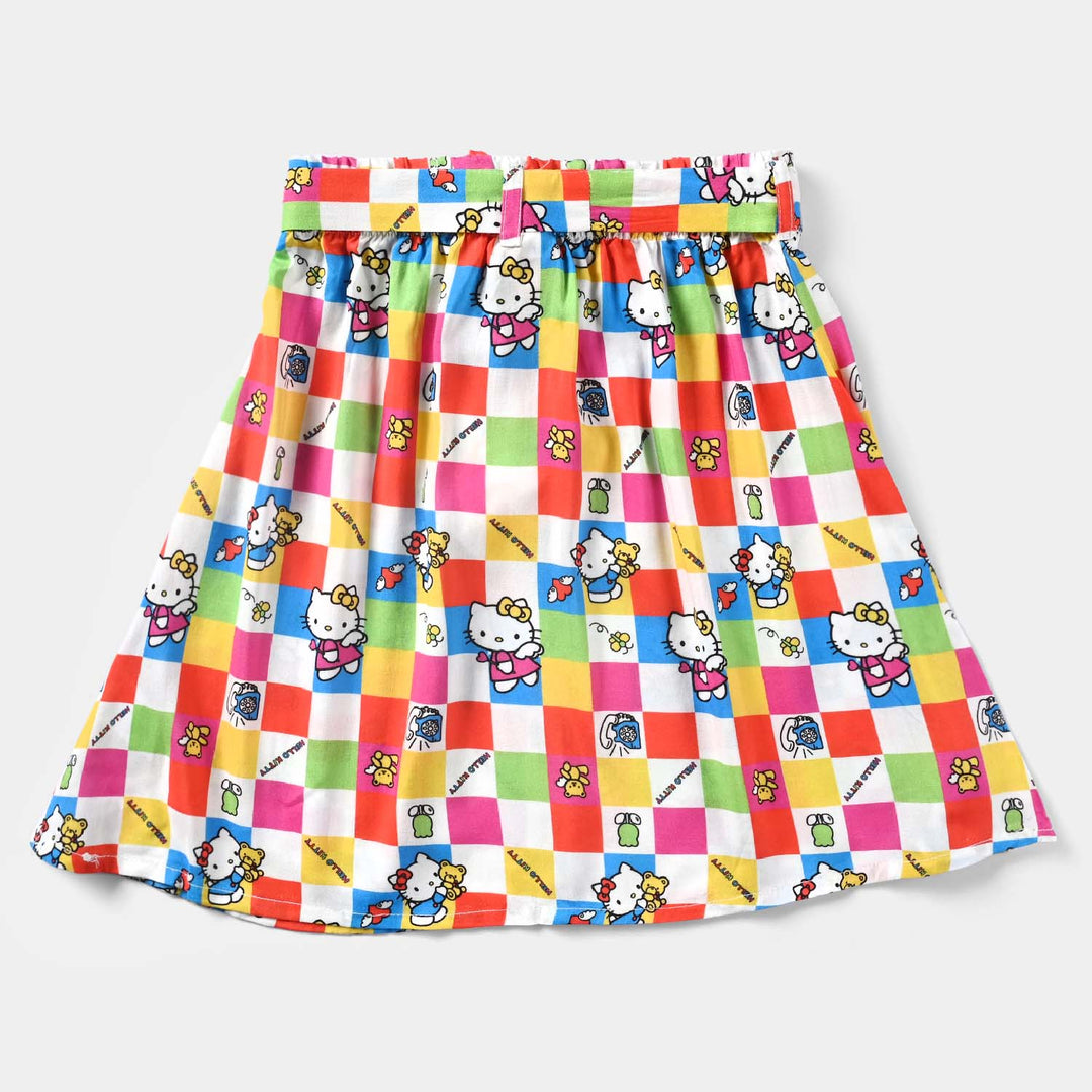 Girls Viscose Short Skirt Kitty Party-Multi