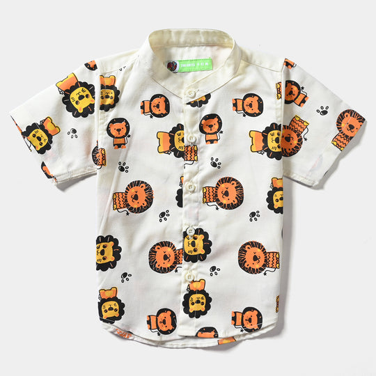 Infant Boys Oxford Basic Casual Shirt (Lion)-Off-White