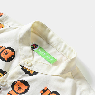Infant Boys Oxford Basic Casual Shirt (Lion)-Off-White