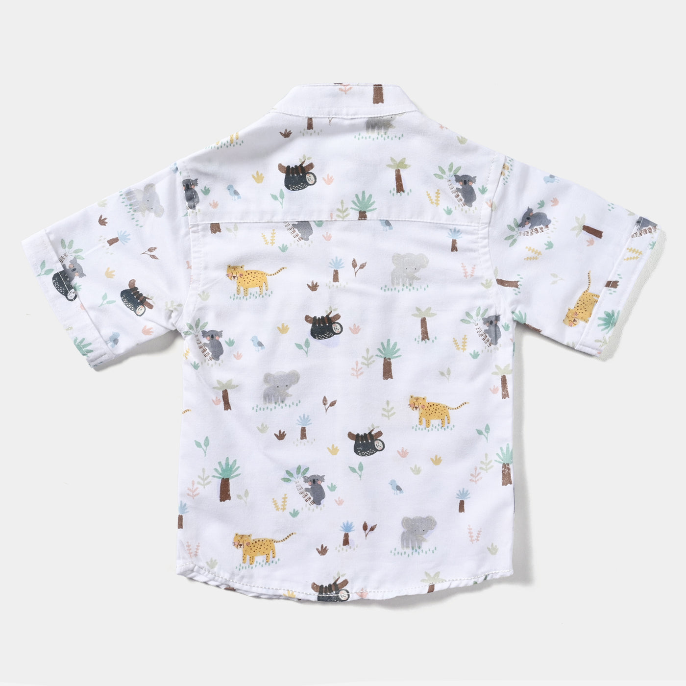 Infant Boys Yarn Dyed Basic Casual Shirt (Animal)-White