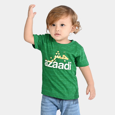 Infant Boys Poly Cotton Jersey Round Neck T-Shirt Jashan e Azadi-Fern Green