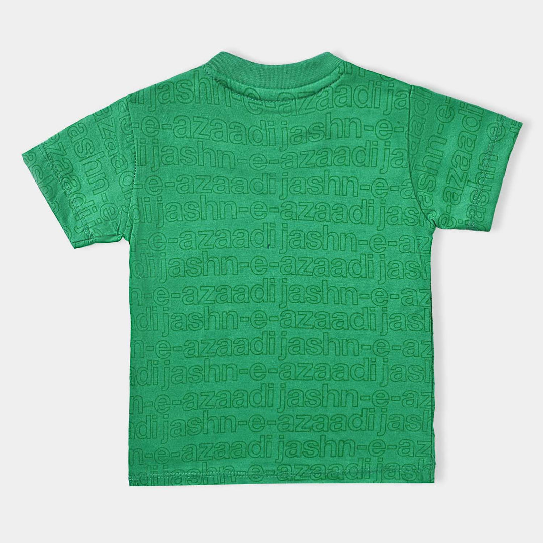 Infant Boys Poly Cotton Jersey Round Neck T-Shirt Jashan e Azadi-Fern Green