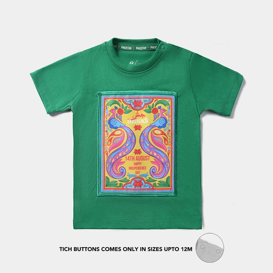 Infant Girls Cotton Jersey T-Shirt Truck Art-Fern Green