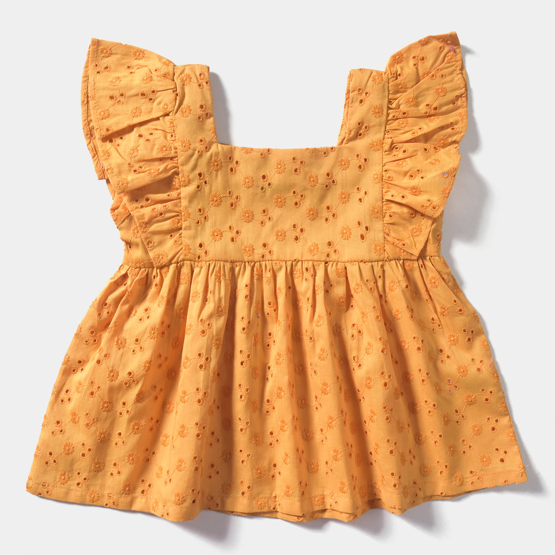 Infant Girls Chicken Kari EMB Top Yellow Roses-Yellow